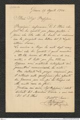Nachlass Franz Steindachner, Brief von Brancaleone Borgioli an Franz Steindachner (19.08.1904), Inv.Nr. 45.07, Seite 1